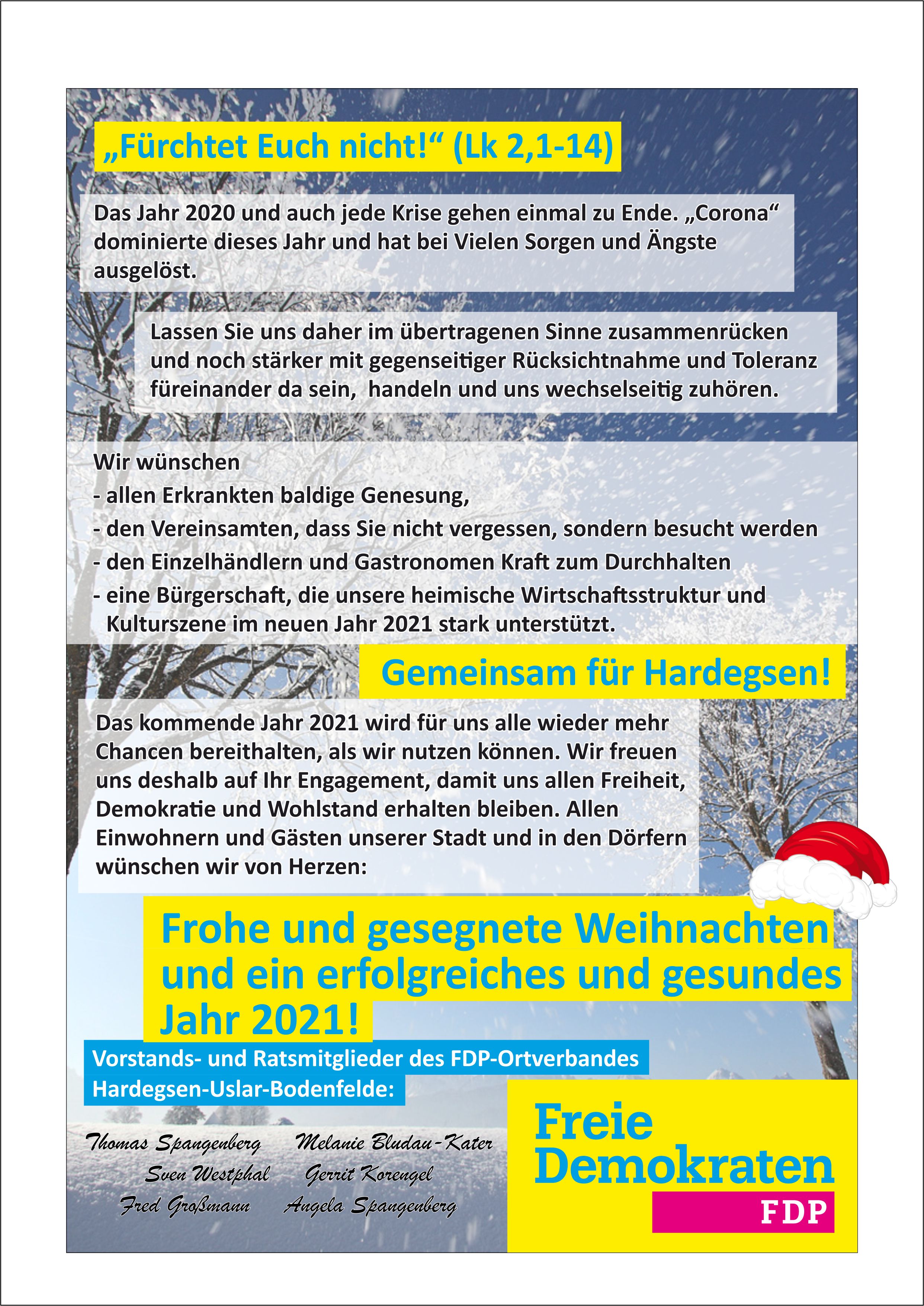 Weihnachts- und Neujahrsgruß 2020